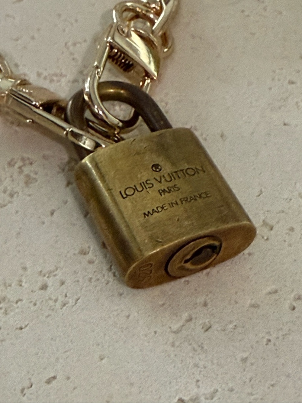 Authentic Louis Vuitton Gold Padlock Necklace (#320) with Non Branded Chain 16” - Picture 9 of 16